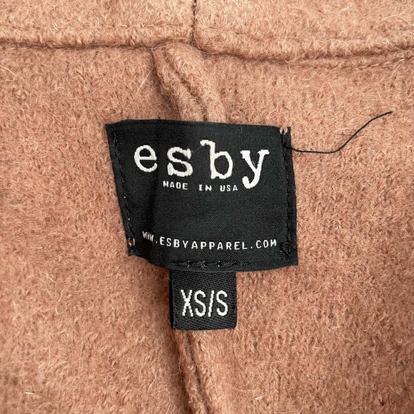 Esby Cora Duster Camel Tan Neutral Boiled Wool Oversized Jacket Cocoon Coat XS/S - Picture 7 of 8